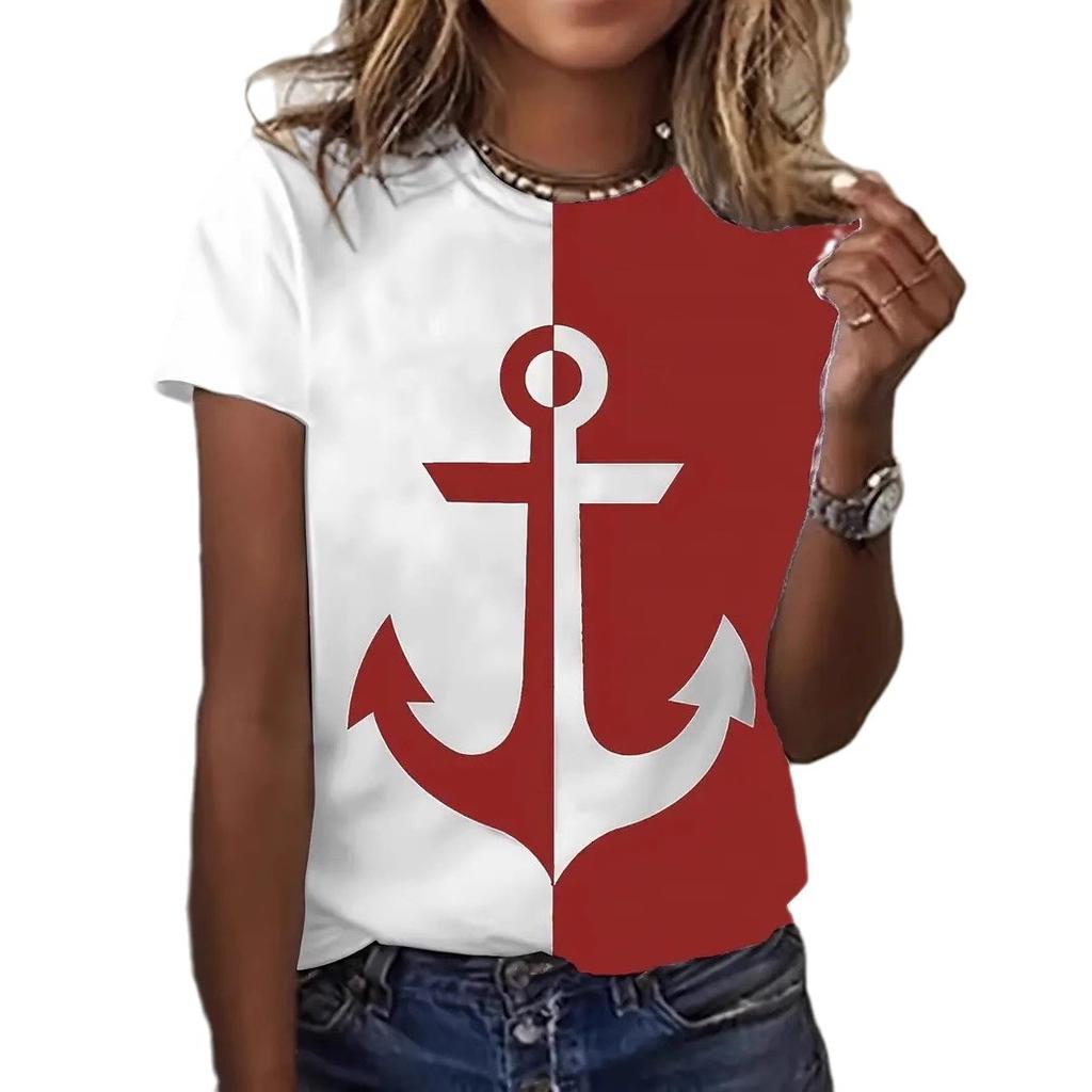 Летний топ с круглым вырезом и принтом 3D Barb, модные повседневные футболки с короткими рукавами для женщин