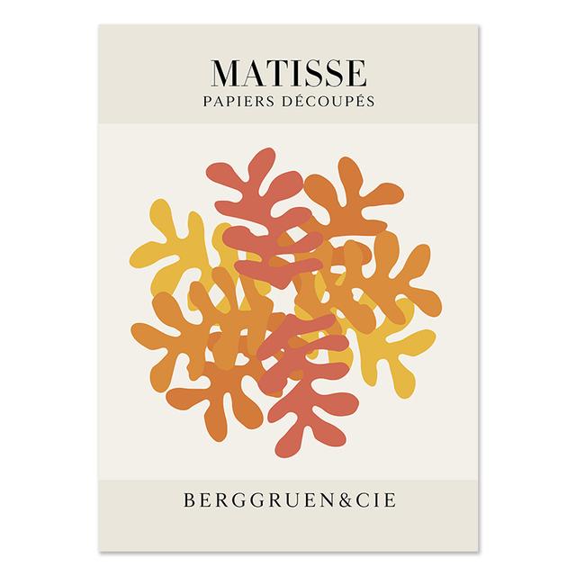 Henri Matisse Coral Colorful Leaf Posters And Prints Abstract Canvas Painting Nordic Wall Art Pictures For Living Room Decor