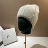 Высококачественная вязаная шапка из кроличьего меха Paris Light Luxury со стразами в стиле знаменитостей Зимняя шапка от холода Теплая зимняя шерстяная шапка