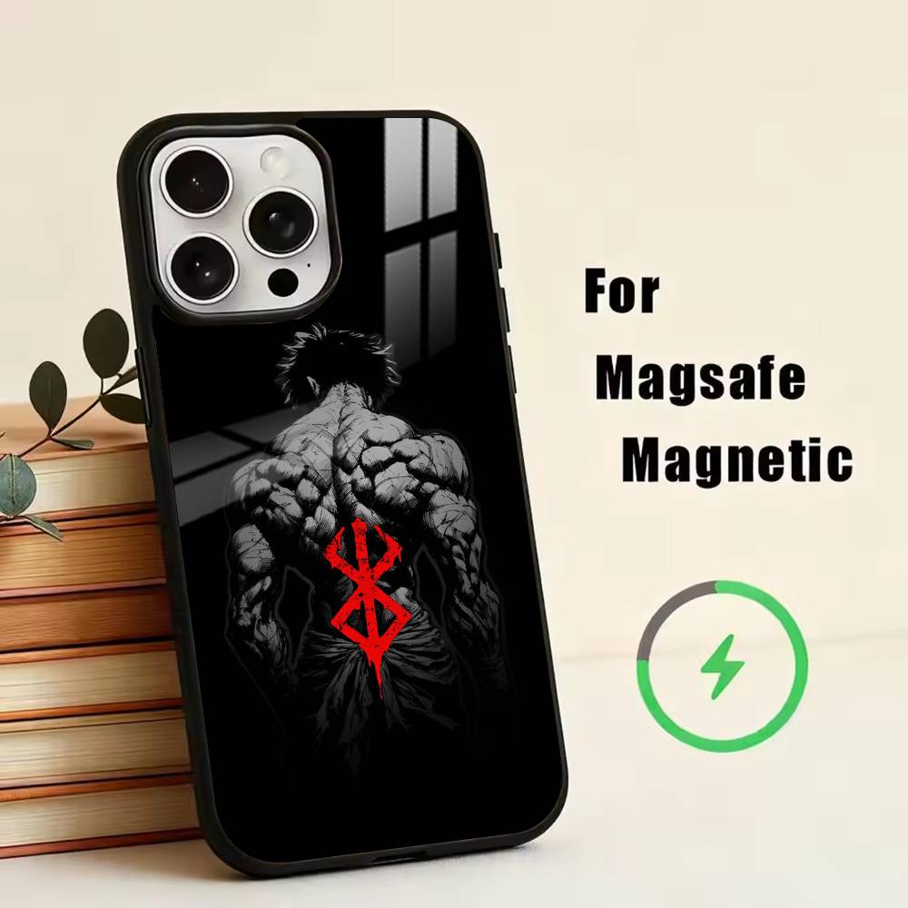 Чехол для телефона с комиксом HH-Hanma Baki для iPhone 17, 16, 15, 14, 13, 12, 11 Plus, Pro, магнитный с беспроводной зарядкой Magsafe
