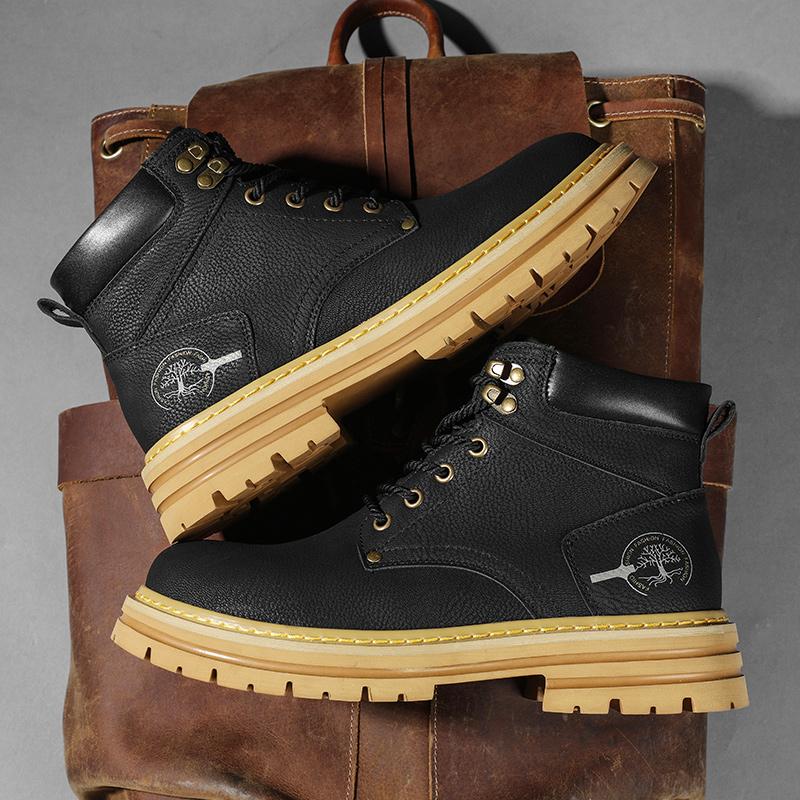 2024 New Men's Boots High Top Motorcycle Boots Fashion Leather Shoes Casual Outdoor Ankle Boots Male Sneakers Bota Masculina