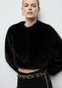 Popular Imitation Fox Hair Short Jacket Crew Neck Cardigan High Waist Thin Plush Warm Women'S Top