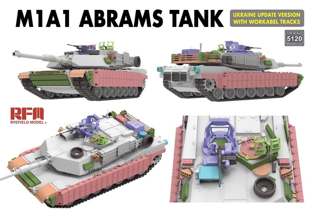 Модель Ryfield M1A1 Abrams Украина Технические характеристики Включены подвижные гусеницы Пластиковая модель RFM5120 1/35