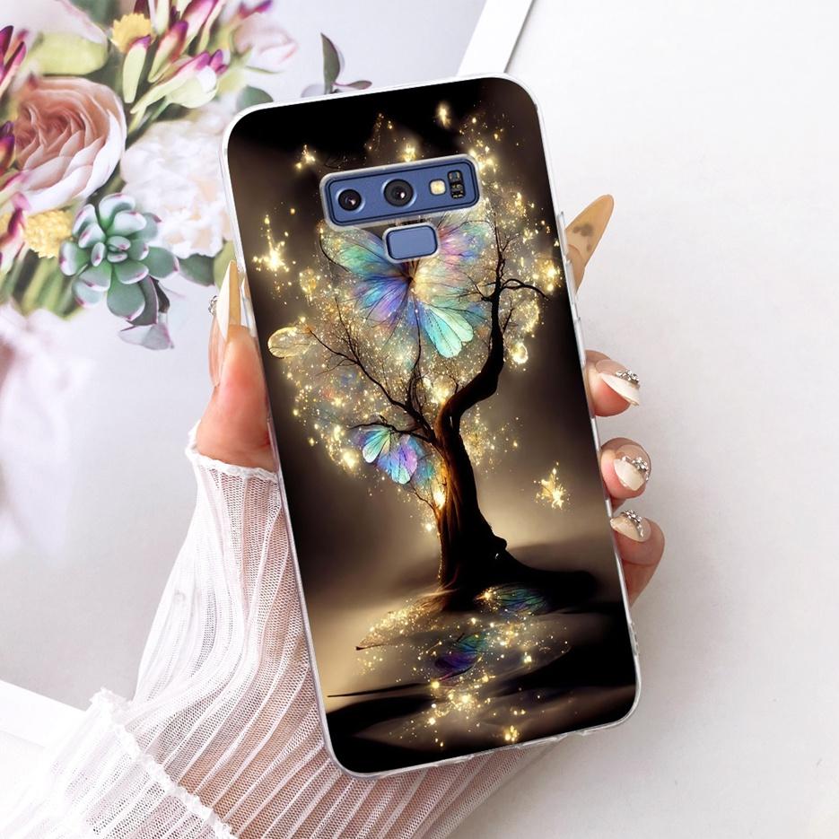 For Samsung Galaxy Note 9 Case SM-N960F Luxury Flower Butterfly Painted Cover Soft Slim Phone Case For Samsung Note 9 Note9 Bags