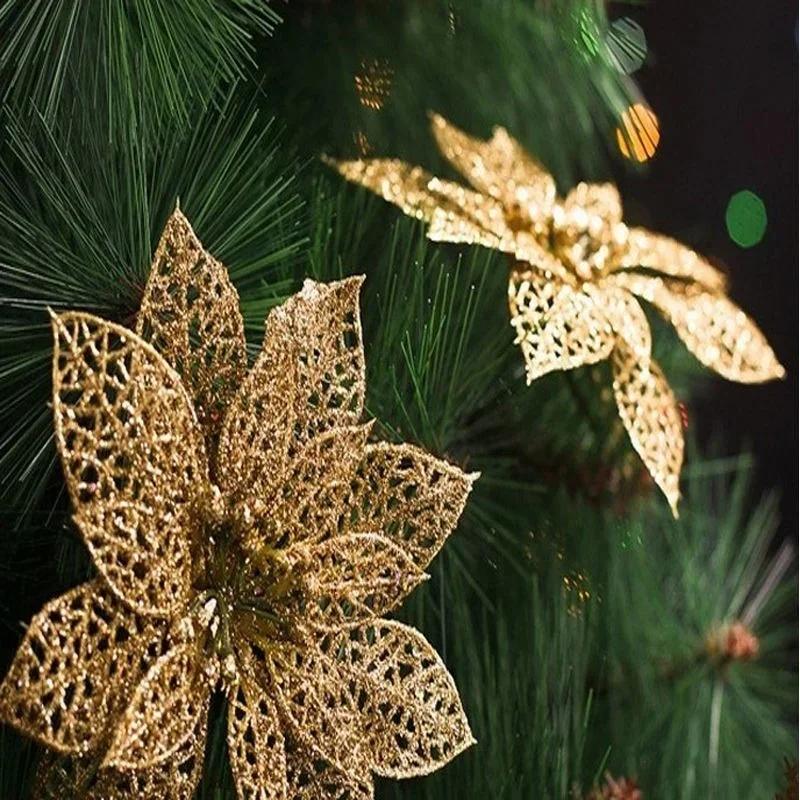 Christmas Simulation Flowers Xmas Tree Decorative Wreath Ornaments Hollowed Out Flower Merry Christma Natal Navidad Party Decor