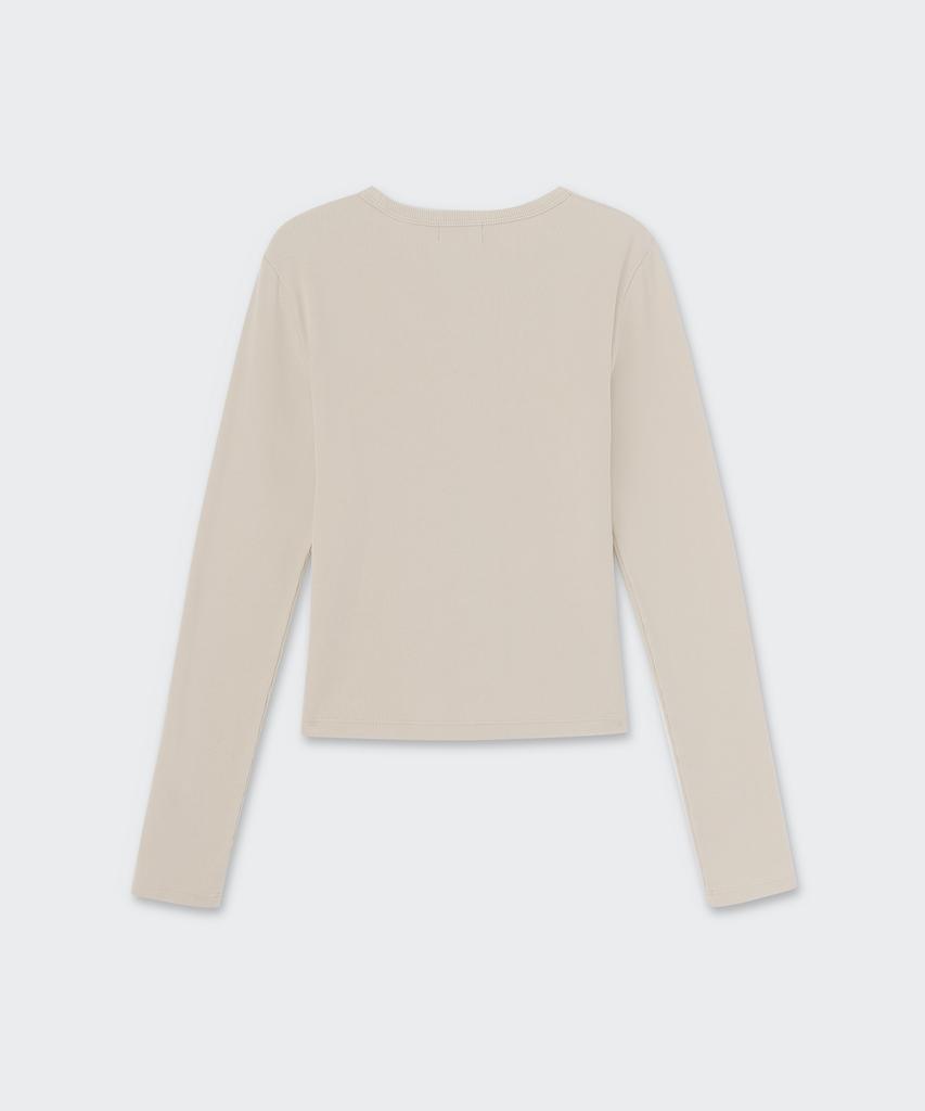 MUSINSA STANDARD WOMAN Women'S Pigment Ribbed Slim Crew Neck Long Sleeve T-Shirt [Dusty Cream]