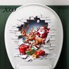 Holiday Home Decor Santa Claus Toilet Sticker, Elk And Gift Box Print, 3D Waterproof Bathroom Accessories Christmas Wall Decal, Removable PVC Sticker