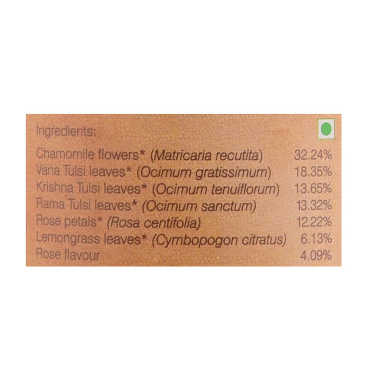 Tea with Tulsi and Indian Rose (100 G), Tulsi Indian Rose Tea, Organic Wellness