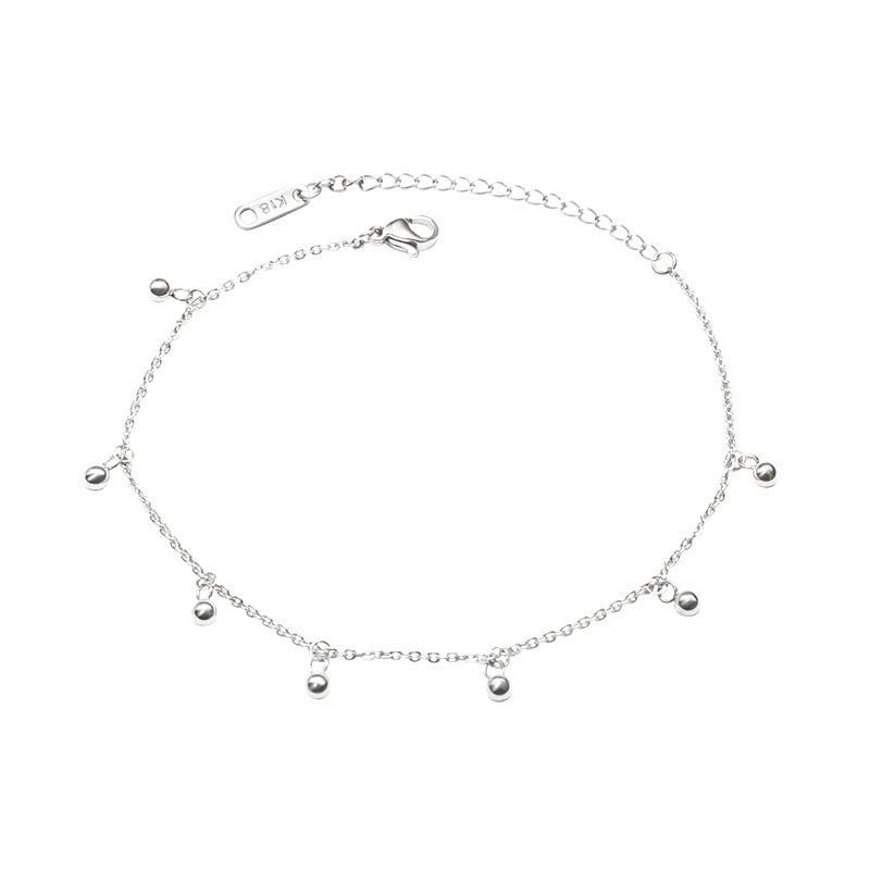 Элегантный круглый браслет на ногу из титановой стали с 18-каратным золотым покрытием - Женская модная бижутерия S080