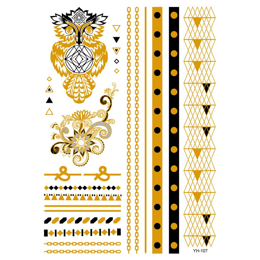 Metallic Gold Butterfly Tattoo Silver Waterproof Temporary Tattoos Stickers On The Body Women Men Boho Resort Style