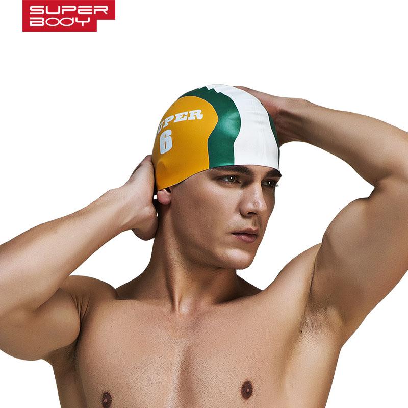 Summer water man swimming caps silicone boys new blue bathing cap male adult professional waterproof ear Sale