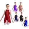 Girls Lyrical Dress Shiny Rhinestone Decor Sleeveless Cutout Back Dance Leotard Dress Kids Dancewear