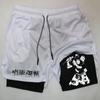 Anime Performance Shorts Printed Men GYM Casual Sports Compression Shorts Workout Running Mesh 2 In 1 Sport Short Pants M-3XL