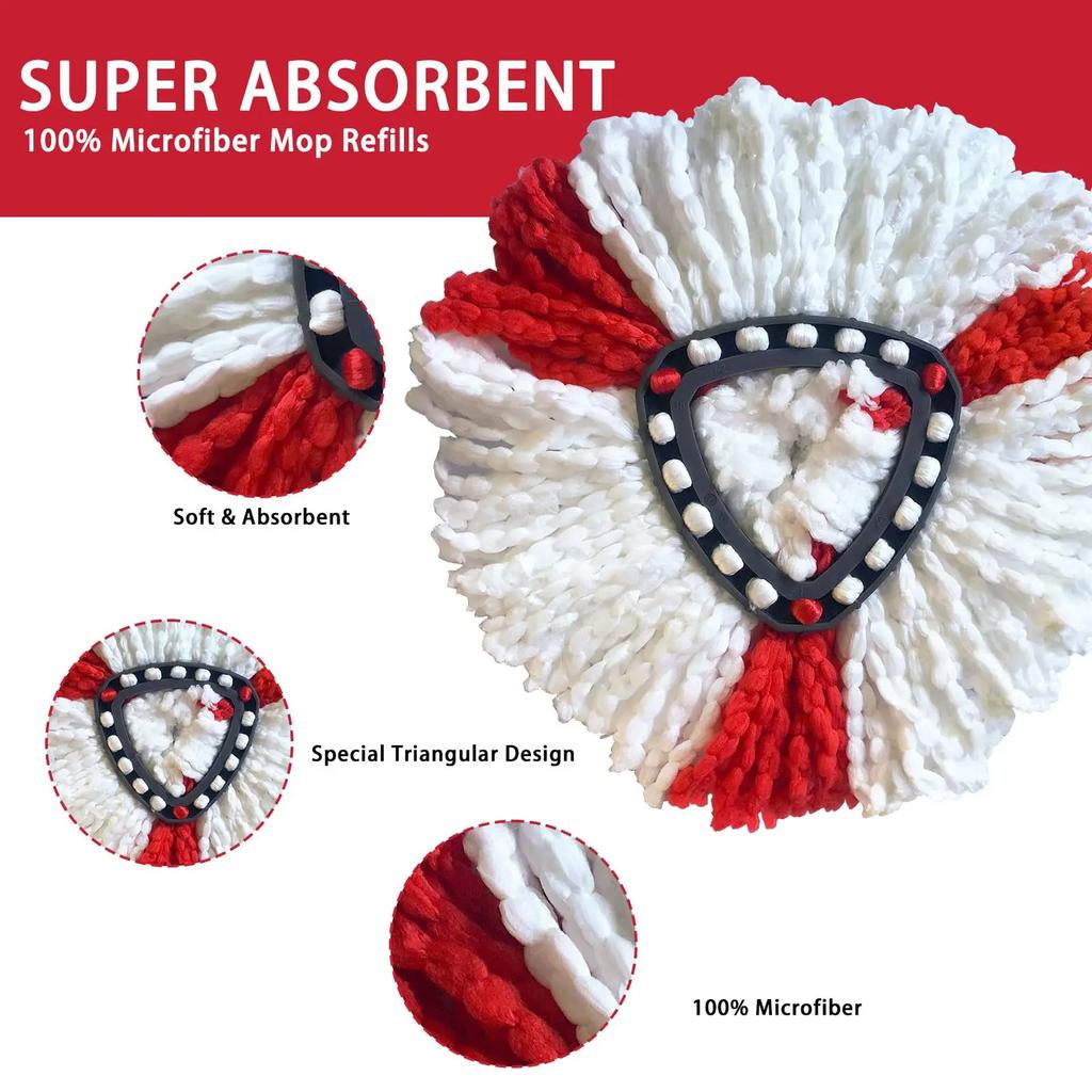 Насадка из микрофибры для Vileda Turbo 2-в-1, Насадка для швабры Vileda Turbo Spin 2-в-1 с легким отжимом, Швабра для отжима для всех типов полов