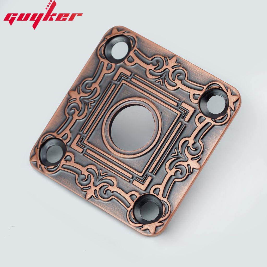 1 Piece Square Curved Stainless Steel Jack Plate Surface Pattern For Electric Guitar Bass