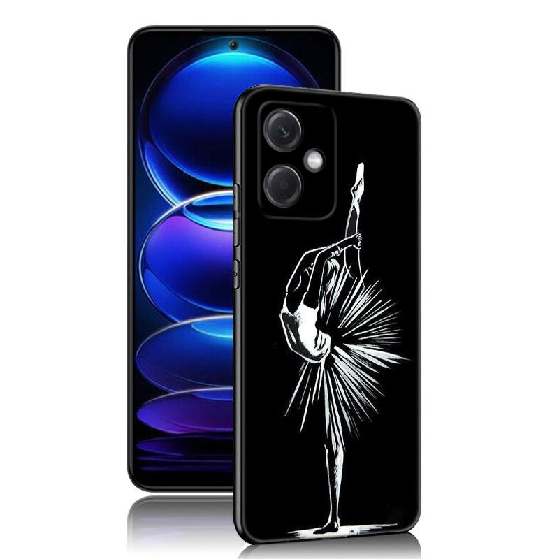 Ballet Girl Black Silicone Phone Case For Xiaomi Redmi Note 10 11 11S 12 13 4G 8 9 11T Pro 5G Plus 8T 9S 10S 12S