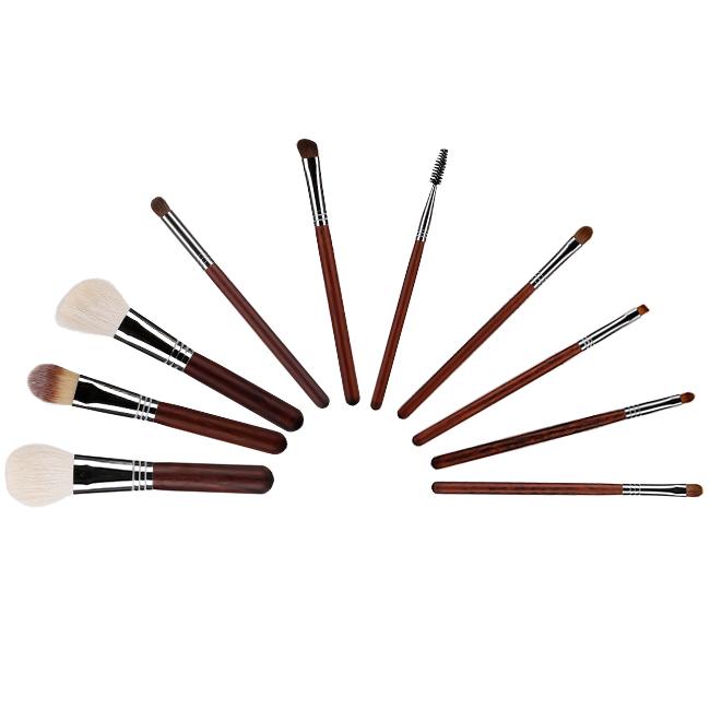 10 Pcs Luxury Chocolate SpotSale Makeup Brush Set Professional Goat Hair Fluffy Facial Brush Private Label Kit Factory