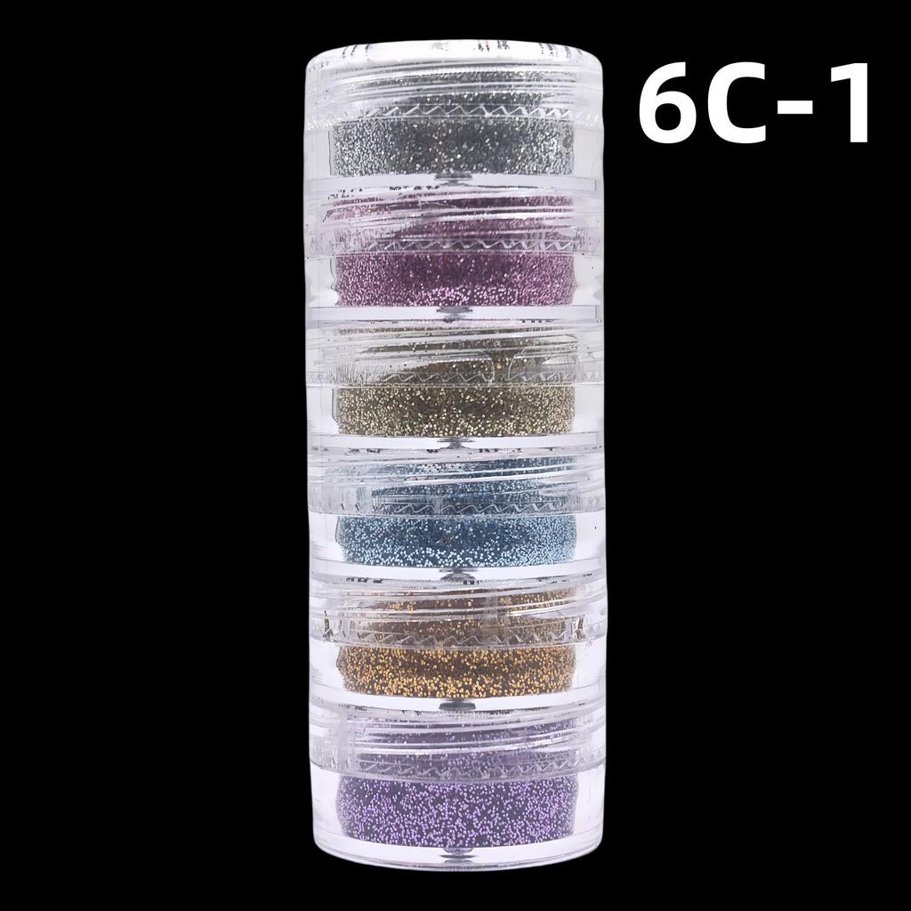 Набор из шести предметов с блестками для нейл-арта 2025: Золотой глиттер, пайетки, стразы и флэш-гель-лак