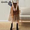 Women Piano Key Printed Mesh Skirt Elegant High Waist Mid-length Long A-line Skirt For Spring Summer QT2063