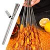 Шашлычки для барбекю, плоские шампуры для барбекю, 50 штук, многоразовые, с трубкой для хранения кебаба,