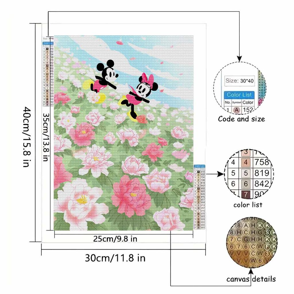 Full Round Diamond Painting Minnie Mickey Holding Hands Art Rhinestone Picture Mosaic DIY 5D Cross Stitch Embroidery Home Decoration