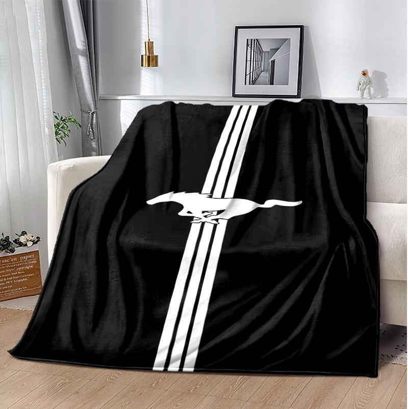 Mustang Flannel Blanket Soft Warm All-Season Throw, Design for Camping, Car Travel, Hiking Sofa, Bed, Office Perfect Gift for Parties