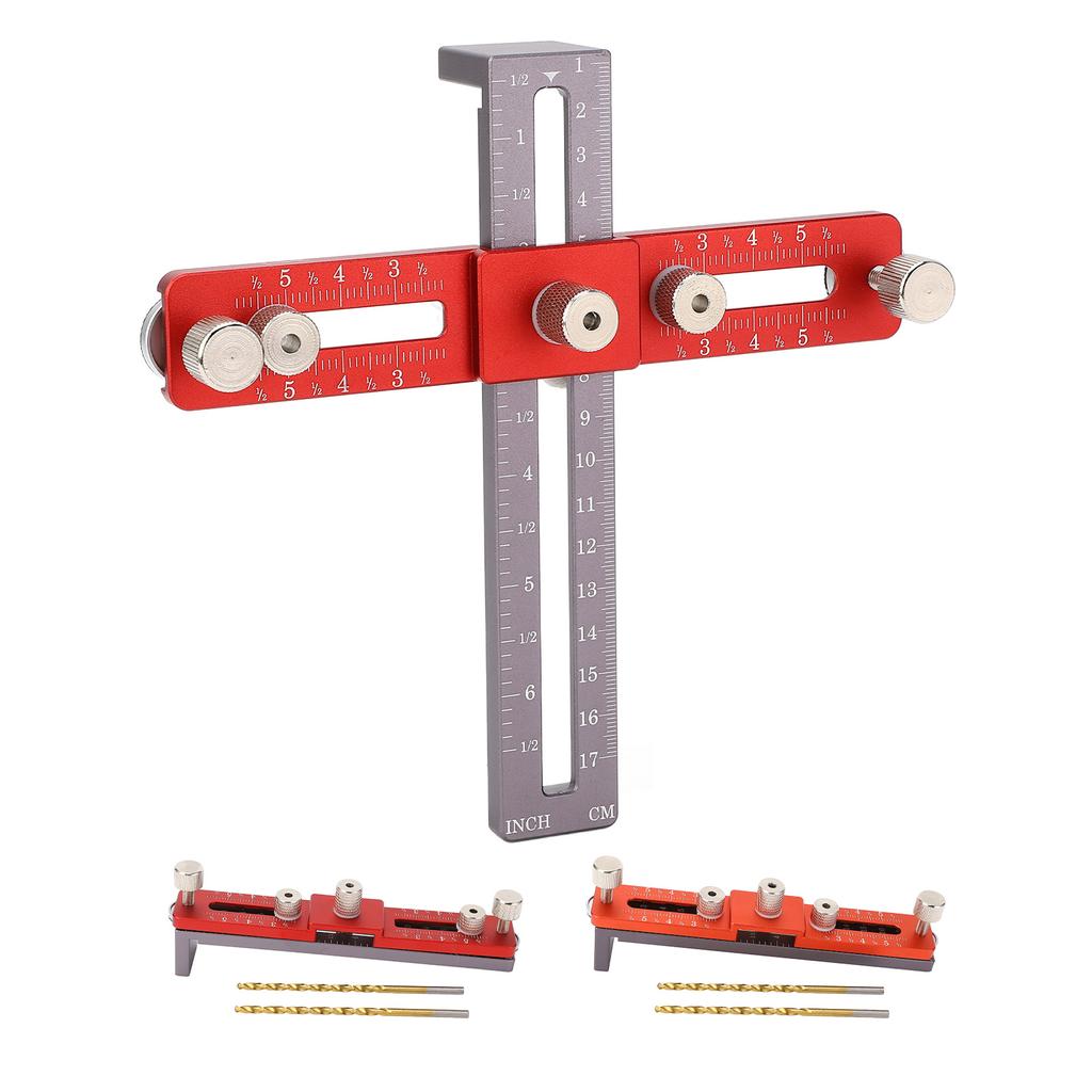 Локатор для установки дюбелей на шкафы, регулируемая высота, алюминиевый сплав, отверстие для ручки шкафа с 2 дюбелями