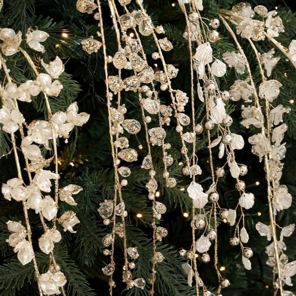 Реалистичные искусственные рождественские ветки 35-40 см Цепочка из искусственного жемчуга Украшение для комнаты