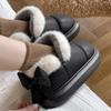 Женские хлопковые тапочки с бантом - Осень/Зима Толстая подошва Нескользящие Закрывающие пятку; Послеродовой теплый бархат для дома.