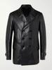 Handmade Lambskin Soft Fit Men Stylish Trench Coat Black Fashionable New Leather