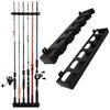 SATOMO Fishing Rod Stand, Wall-Mounted Fishing Rod Rack, Holds 6 Rods, Space-Saving, Rod Holder, Fishing Rod Storage Clips, Screws Included (Vertical