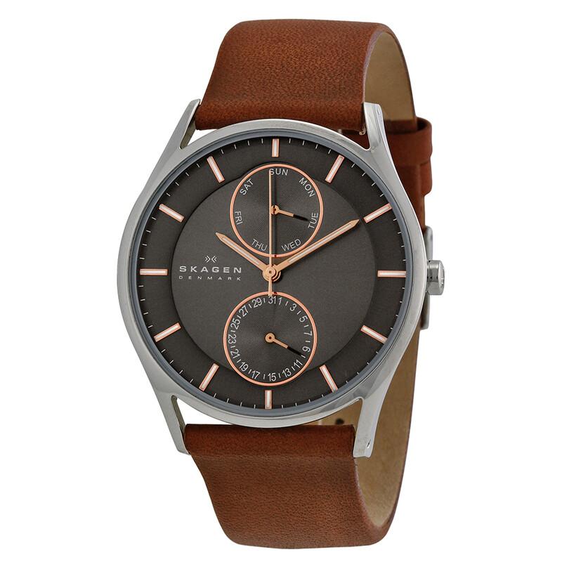Skagen Holst Угольный Циферблат Коричневый Кожаный Мужские Часы Женские Кварцевые Часы Holst Угольный Циферблат Коричневый Кожаный Мужские Часы 6 SKW6086