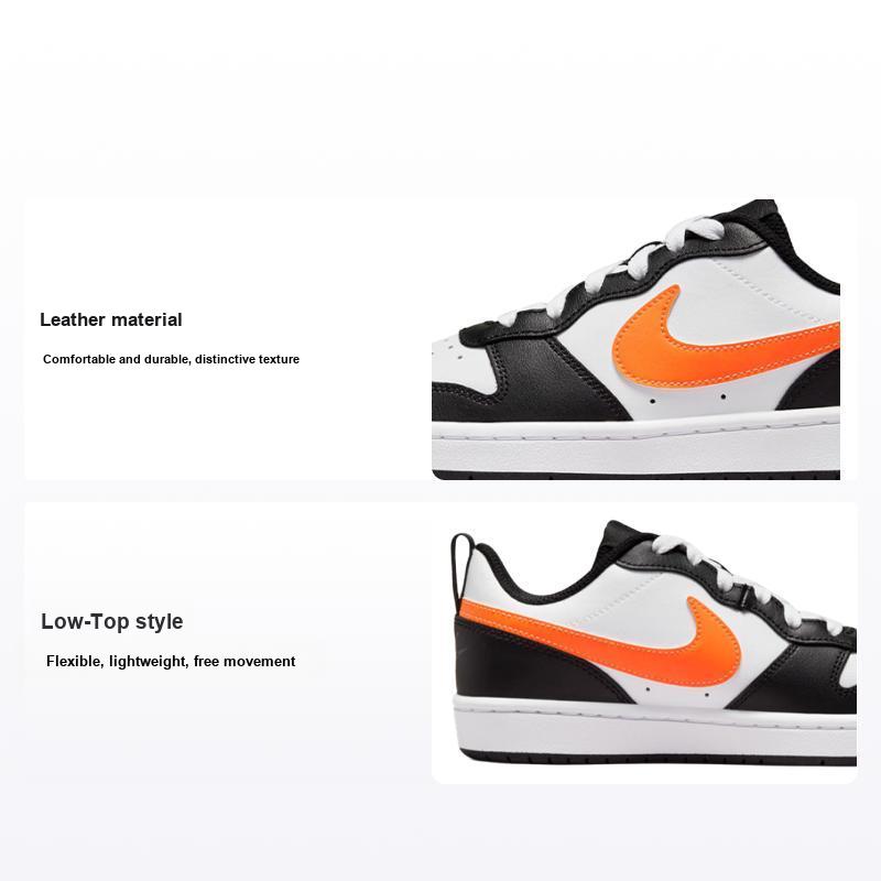 Nike Детские кроссовки Court Borough Low 2 GS Белый Черный Оранжевый Темно-Дымчато-Серый Total-Orange BQ5448-115