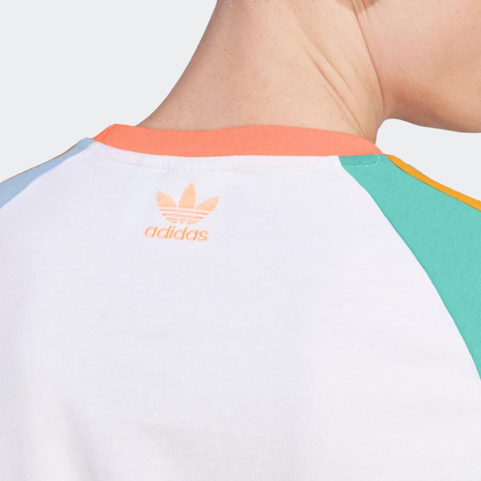 adidas Футболка Originals Trefoil Enjoy Raglan, спортивная, с коротким рукавом, в полоску, мужская, белая IT8190