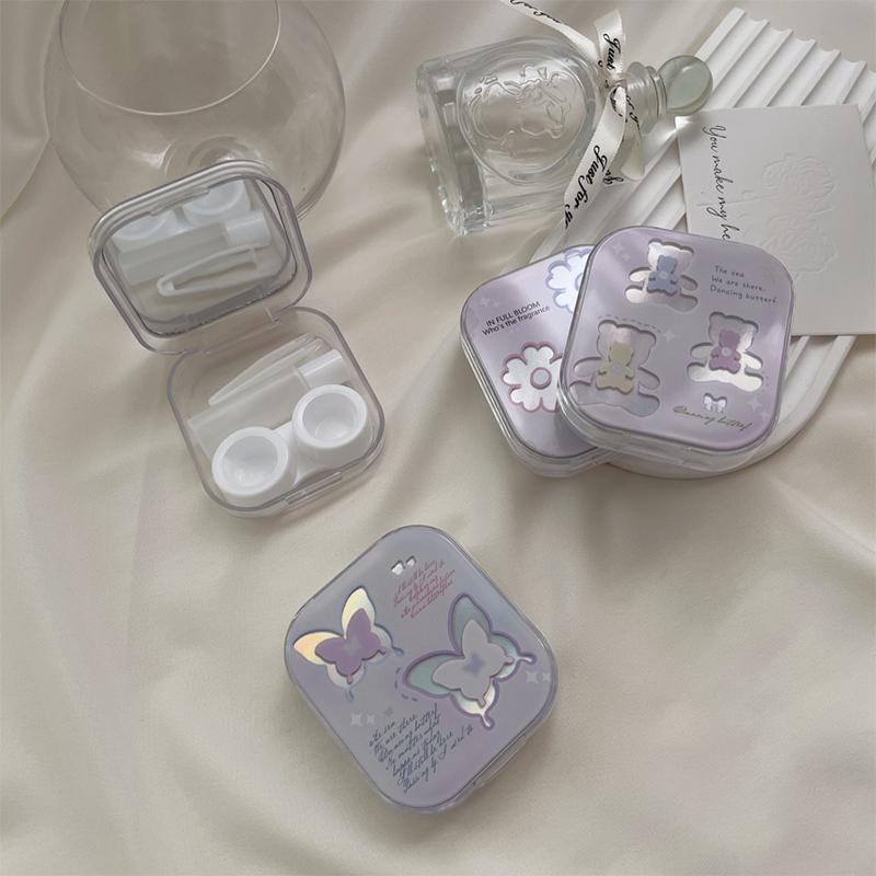 Прекрасный контейнер для контактных линз, мини-квадратный дорожный набор, футляр для очков, набор для хранения линз