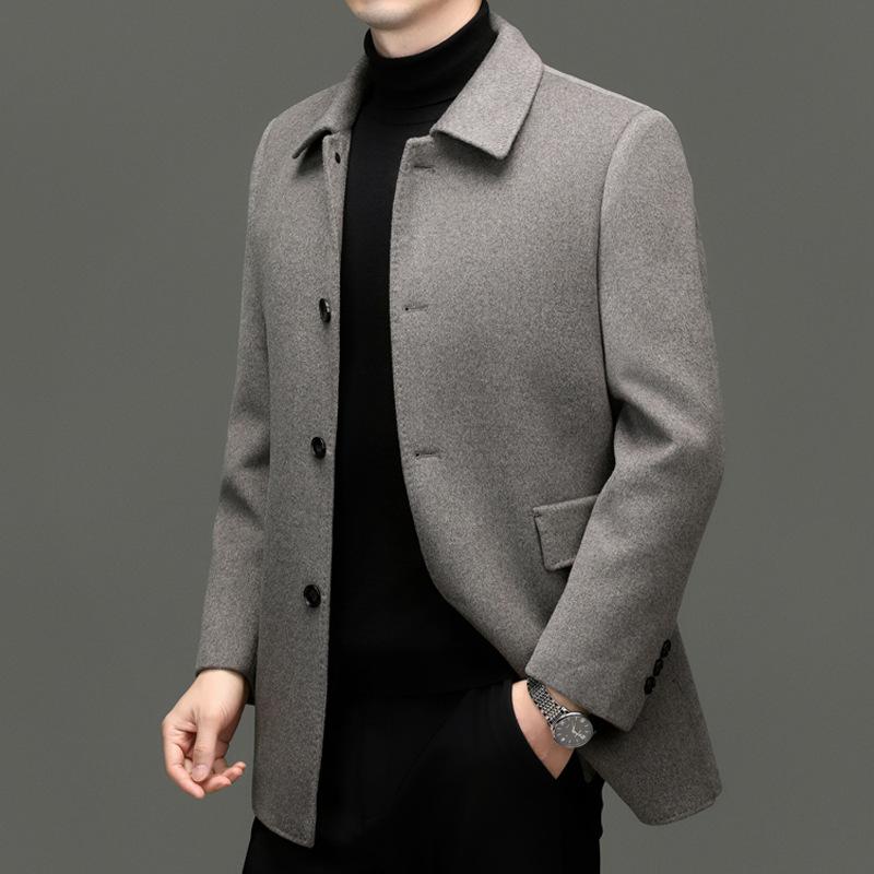 Men's Double-sided Cashmere Coat Mid-length Thickened Dad's Woolen Coat Middle-aged Removable Down Liner