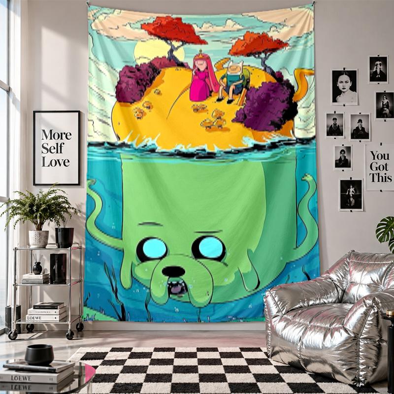 Wall TapestryAdventure Time cartoon Art Hanging Cloth Decorative Background Cover for Room Decoration