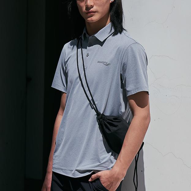 SAUCONY Однотонная мужская футболка-поло пуловер, топы, молочно-серый SC2230017C-MG19