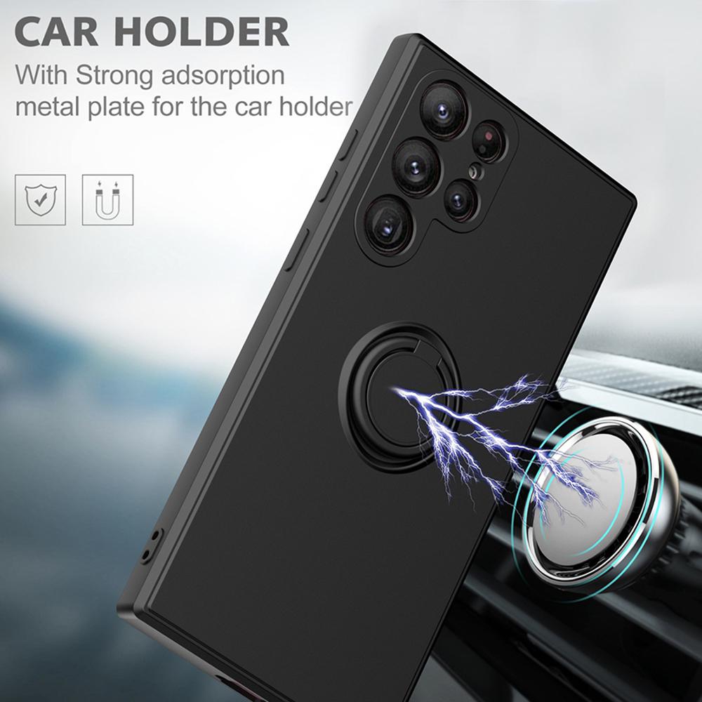 S24 Ultra 5G Magnetic Ring Phone Folding Stand Cover For Samsung Galaxy S24 S25 S23 Ultra Plus S21 FE Liquid Silicone Matte Case