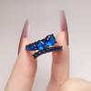 Темное кольцо с имитацией синего бриллианта шпинели, персонализированное кольцо с белым бриллиантом и черным бриллиантом, создающее ощущение высокого класса