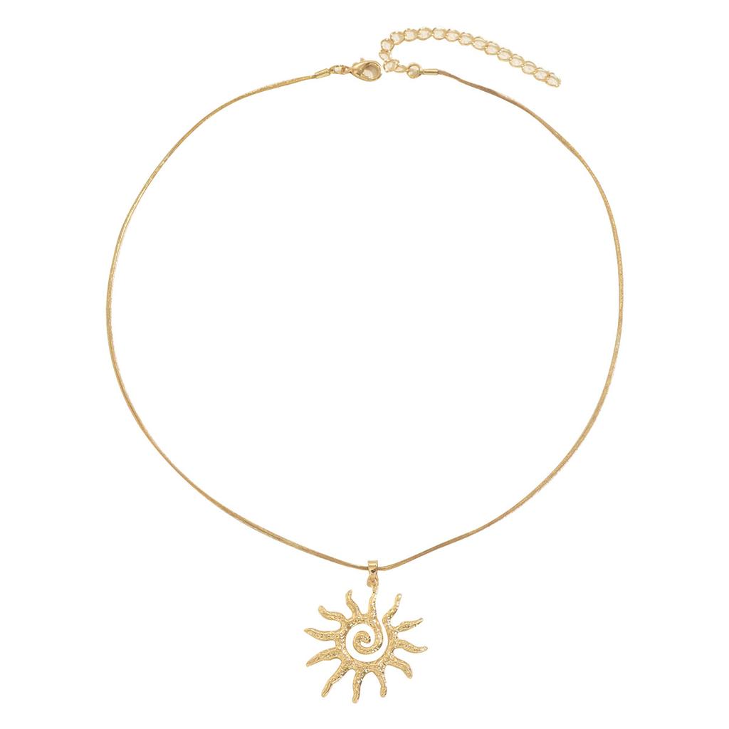 Niche Long Clavicle Chain Women Personalized Sunflower Metal Pendant European Daily Decor Jewelry