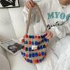Цветные плюшевые женские сумки Bento в горошек, ретро-дизайн, женские пушистые сумки-ведра, большая вместительная сумка на плечо, повседневная сумка-тоут