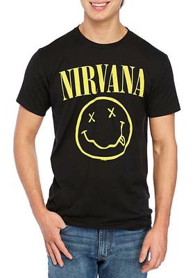 Nirvana Курт КобейНАСМЕШЛИВОЕ ЛИЦО Черная Хлопковая Футболка 100% Мужская Футболка Топ Новая с бирками Оригинальная и Лицензированная