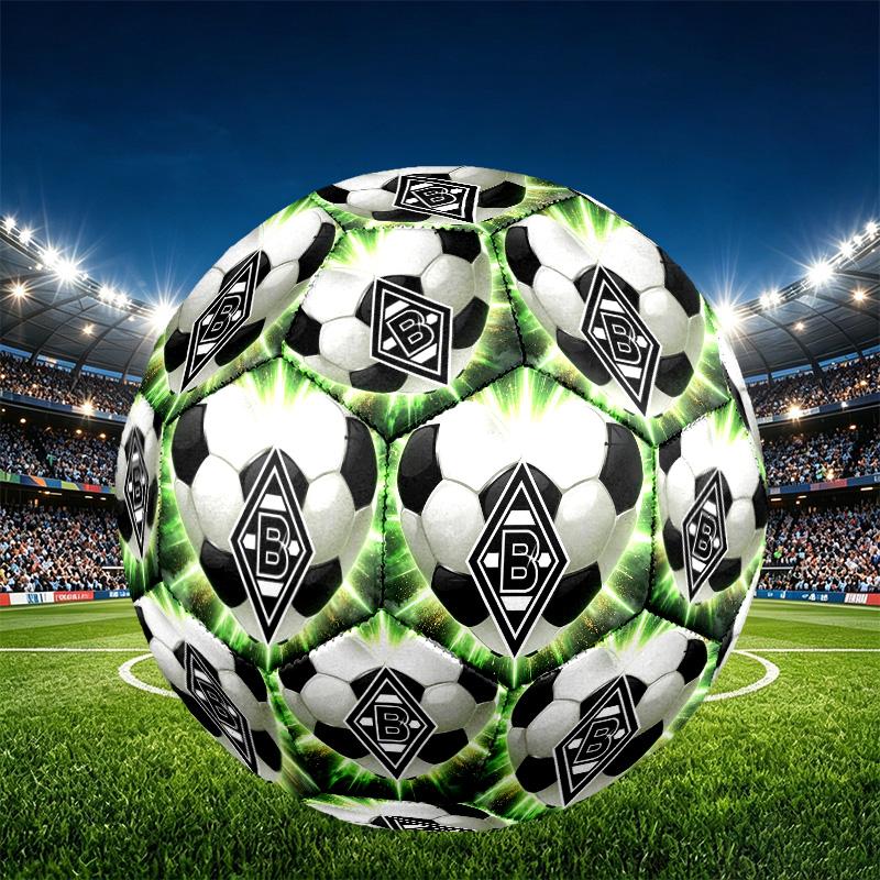 Borussia Monchengladbach Print Size 5 Soccer Ball, PU Wear Resistant Football for Match Training and Daily Practice, Birthday Gift for Soccer Fans