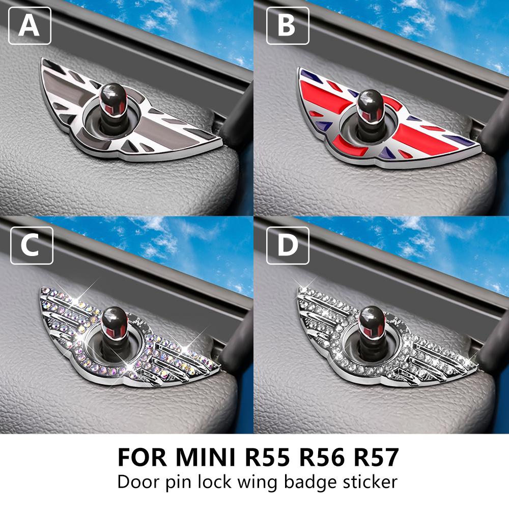 For BMW Mini Cooper R55 R56 R57 Bling Rhinestone Car Door Bolt Lock Pin Switch Button Ring Lift Bolt Sticker Crystal pwaxk99