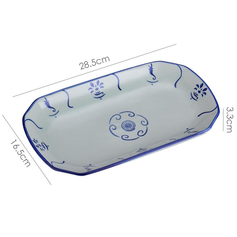 Винтажная керамическая сине-белая цветочная ваза с бамбуком - Посуда в деревенском стиле, идеально подходит для риса и лапши