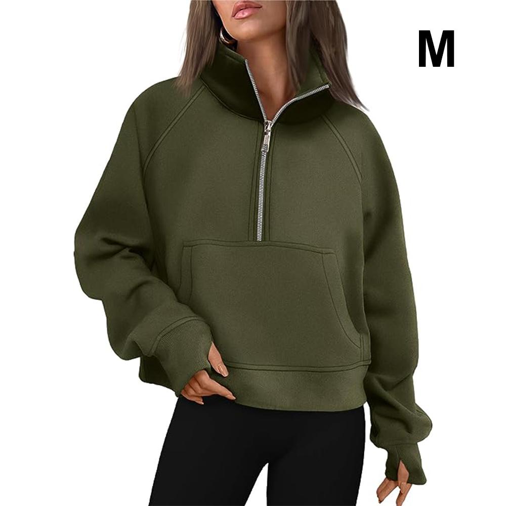 Женские толстовки на молнии, укороченный пуловер, флисовые толстовки на молнии на четверть, осенняя одежда, одежда с отверстием для большого пальца