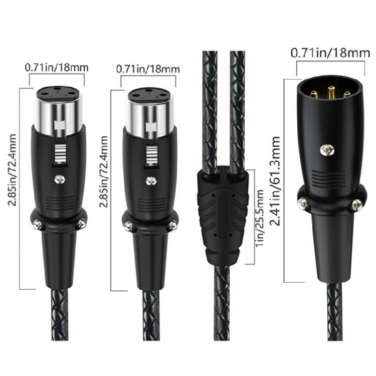 Y-разветвитель XLR 3-контактный, двойной разъем "мама", 50 см, медные жилы OFC для чистого звука, передача аудио, микрофонный кабель