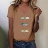 Летний топ с V-образным вырезом и принтом 3D стрекозы, модная повседневная женская футболка с коротким рукавом