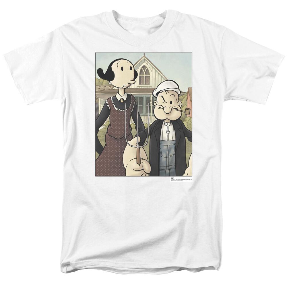 26 Popeye and Olive Gothic T Shirt Licensed Comic Book Cartoon Tee White Unisex T-Shirt